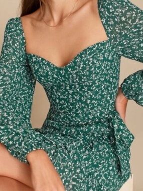 Reformation Cammie Green Floral Dress
